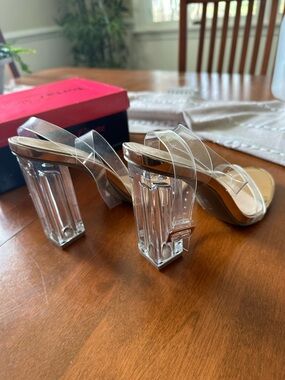 Clear Block Heel Sandals- Transparent